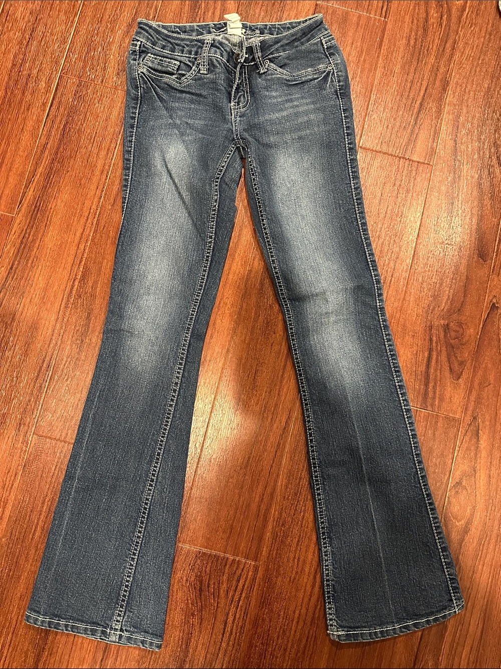 Classic Mid-Rise Dark Blue Flare Jeans for Women